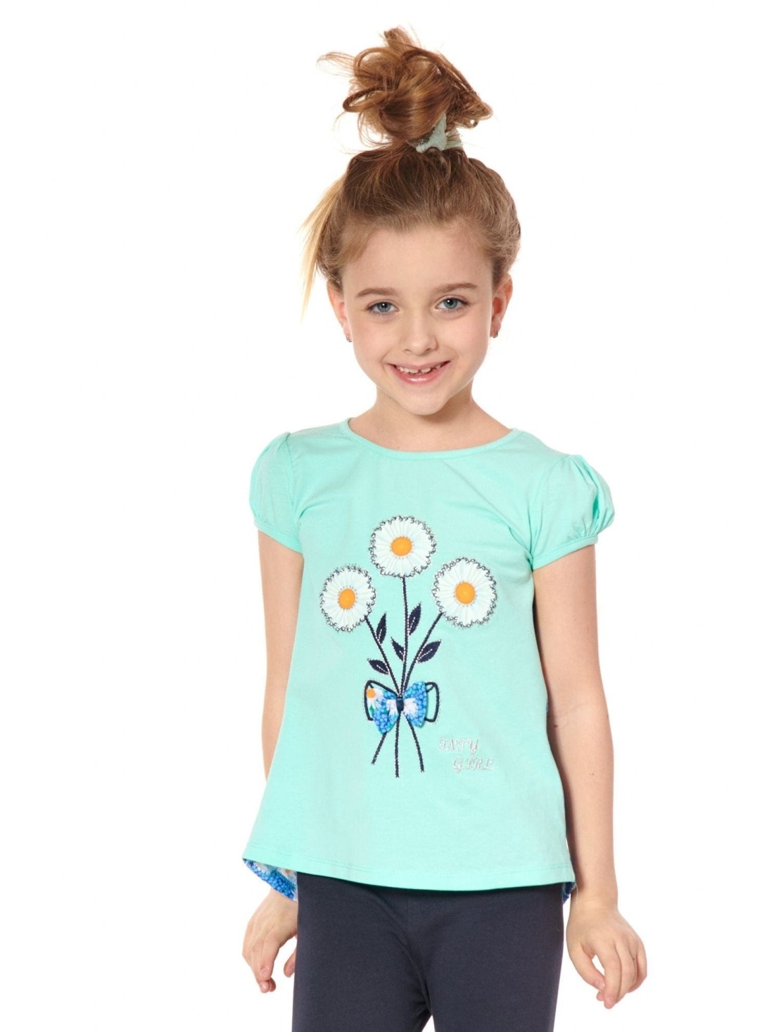 Bluza fetita cu flori, menta NDZ8157 - Magazin online - Boutique